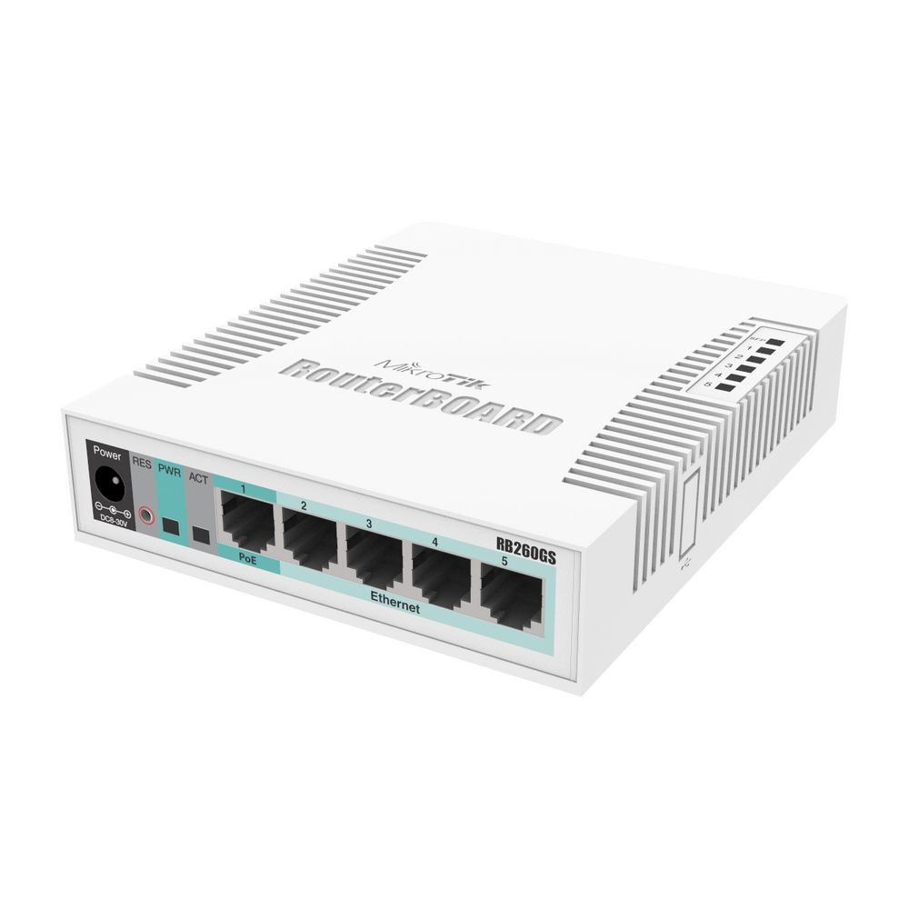 Сетевой коммутатор MikroTik RB260GS RouterBOARD 260GS 5-port Gigabit smart switch with SFP cage, SwO