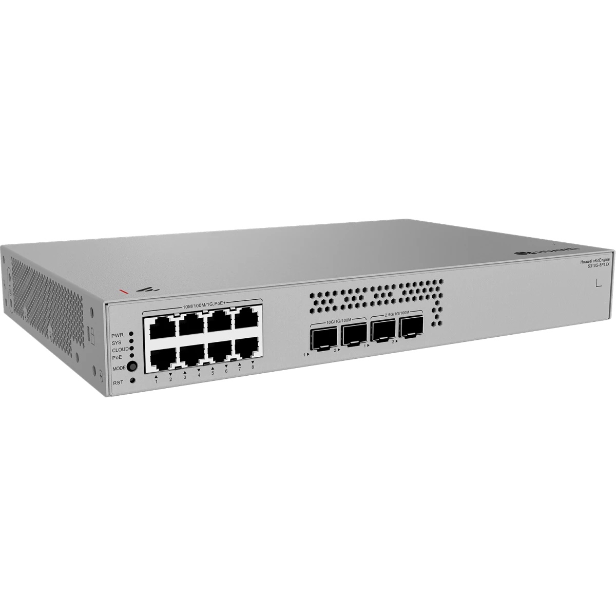 Коммутатор HUAWEI S310S-8P4JX (L2+, 8*10/100/1000BASE-T ports (128 W PoE+), 2*10GE SFP+ ports, 2*2.5