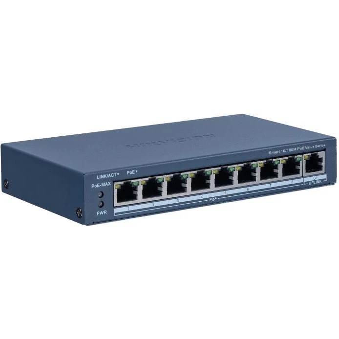 Коммутатор Hikvision DS-3E1309P-EI/M 8x100Мбит/с 1x1Гбит/с 8PoE+ 110W управляемый