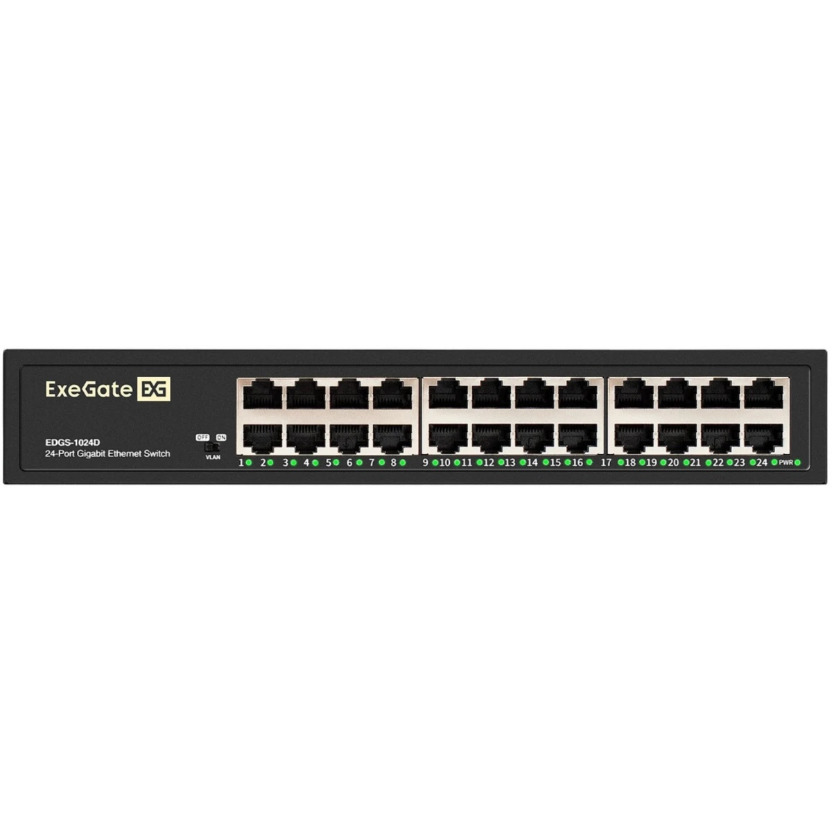 Коммутатор неуправляемый ExeGate EDGS-1024D (24-портовый гигабитный UTP 10/100/1000 Base-T, металлич