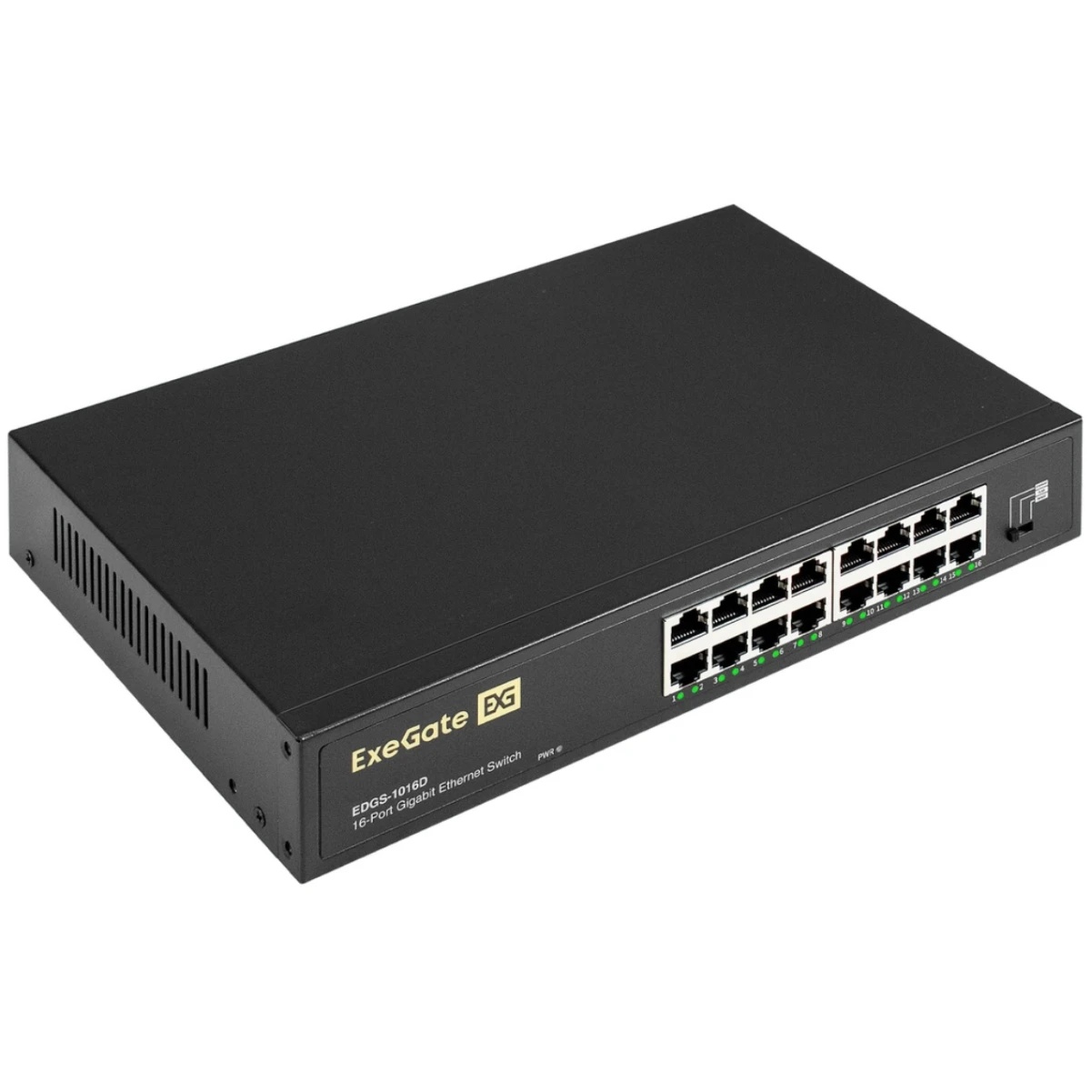 Коммутатор неуправляемый ExeGate EDGS-1016D (16-портовый гигабитный UTP 10/100/1000 Base-T, металлич