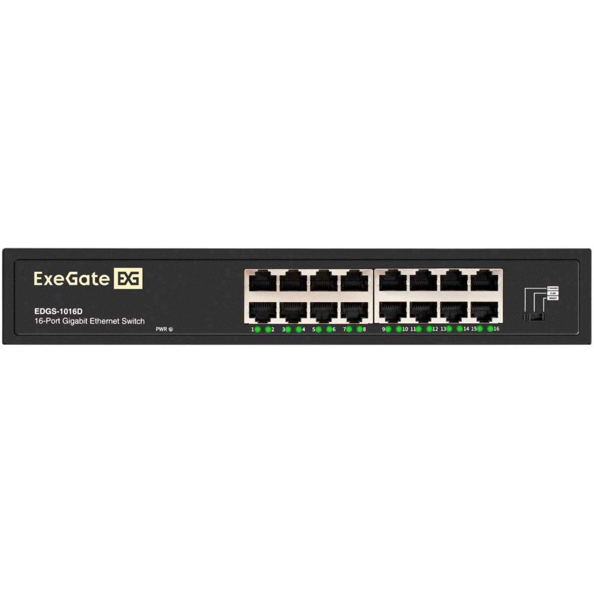 Коммутатор неуправляемый ExeGate EDGS-1016D (16-портовый гигабитный UTP 10/100/1000 Base-T, металлич