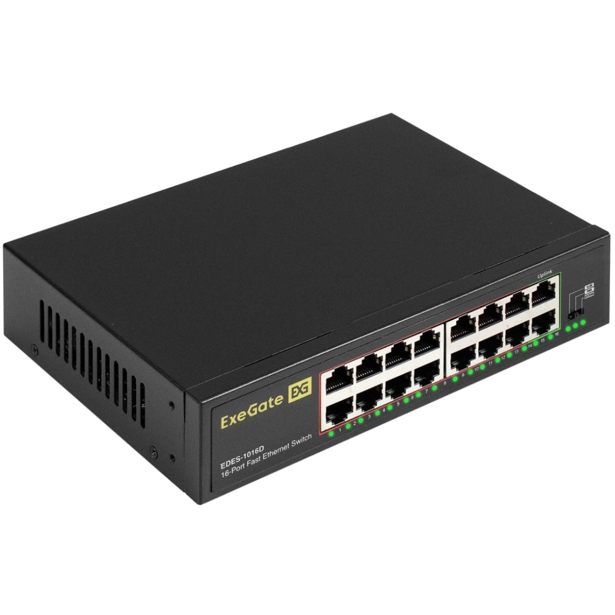 Коммутатор неуправляемый ExeGate EDES-1016D (16-портовый UTP 10/100Mbps, металлический корпус, с воз