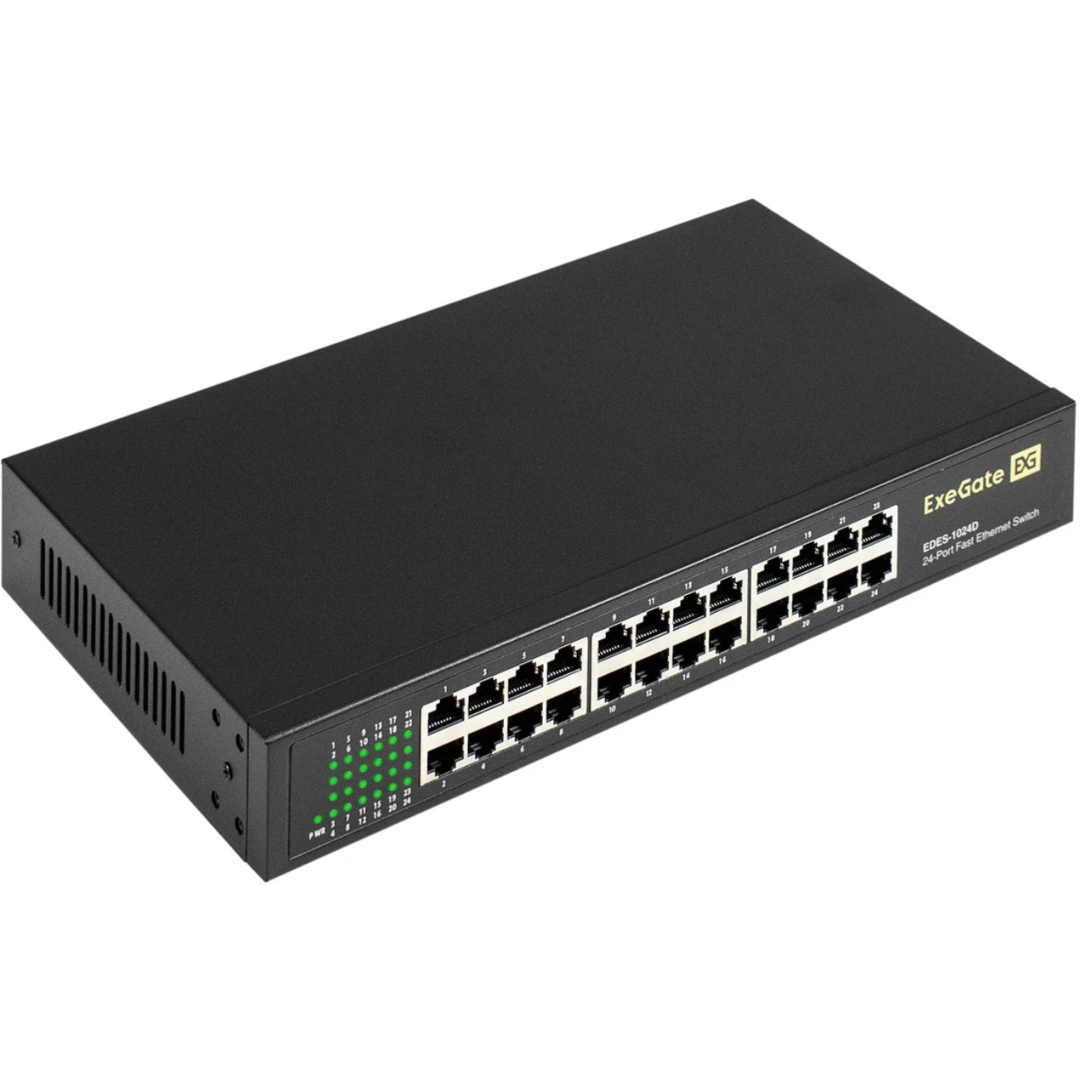 Коммутатор неуправляемый ExeGate EDES-1024D (24-портовый UTP 10/100Mbps, металлический корпус, с воз