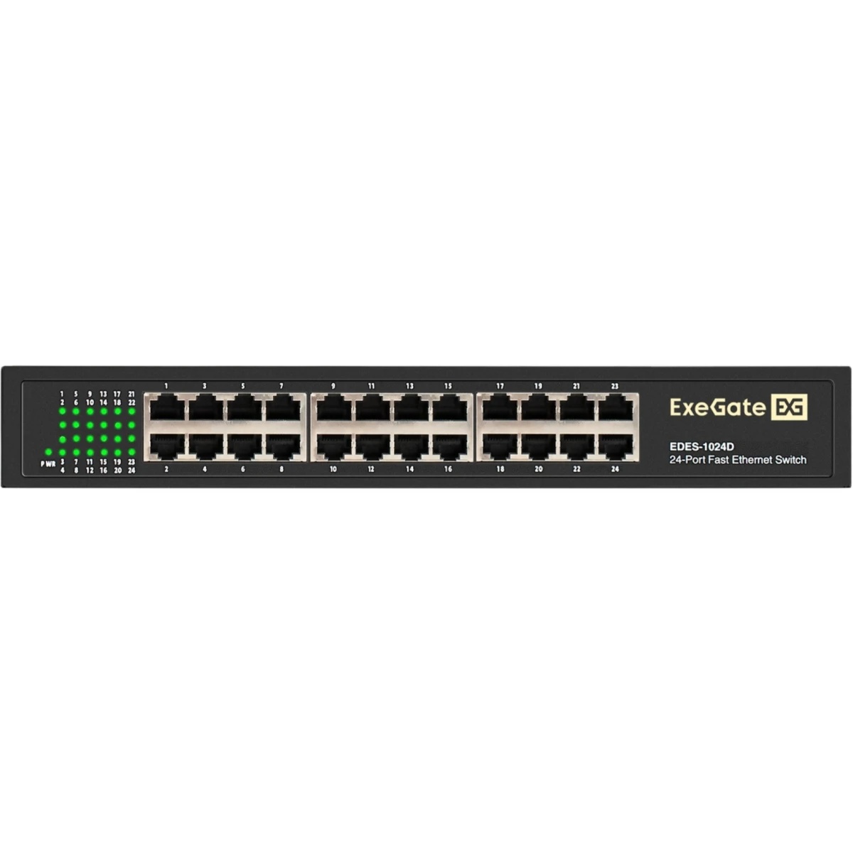 Коммутатор неуправляемый ExeGate EDES-1024D (24-портовый UTP 10/100Mbps, металлический корпус, с воз