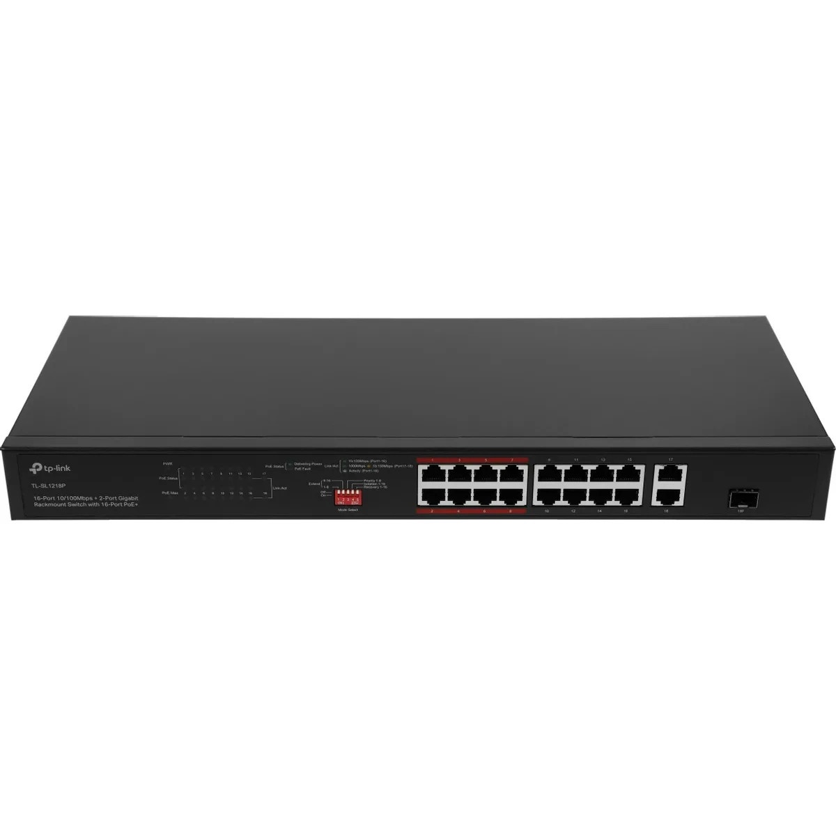 Коммутатор TP-Link 16-port 10/100Mbps + 2-port Gigabit unmanaged switch with 16 PoE+ ports, complian