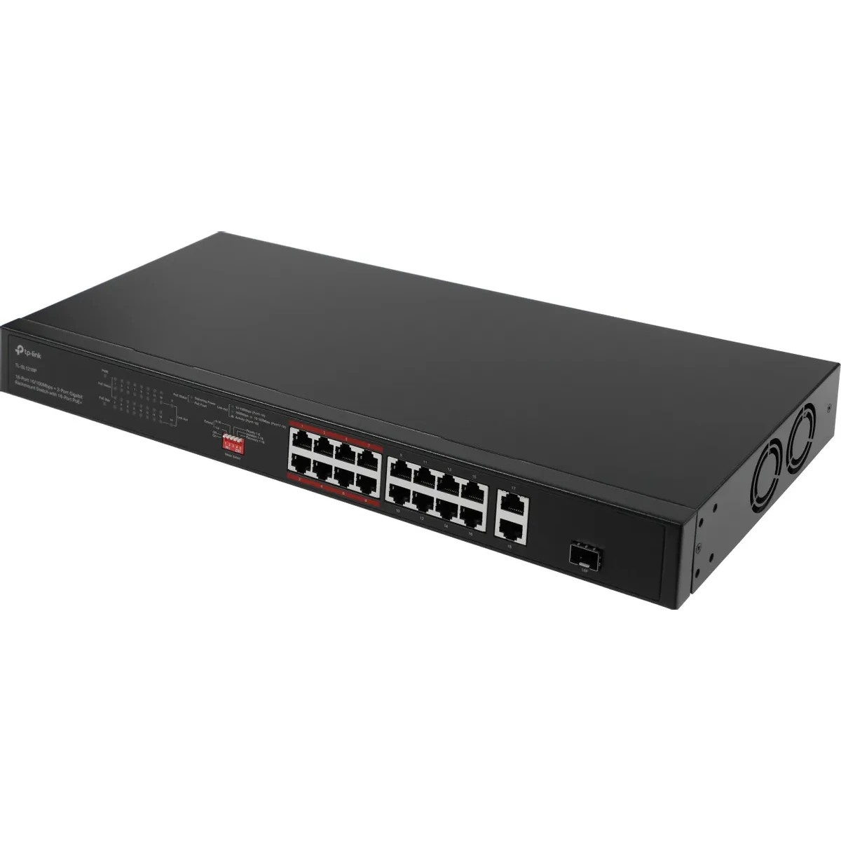 Коммутатор TP-Link 16-port 10/100Mbps + 2-port Gigabit unmanaged switch with 16 PoE+ ports, complian