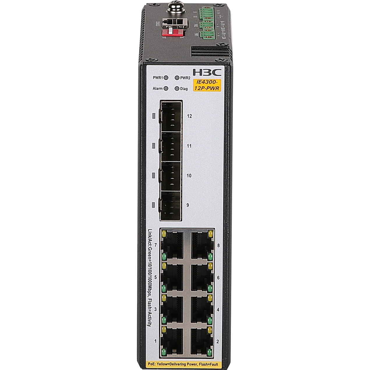Коммутатор H3C IE4300-12P-PWR L2 Industrial Etherent Switch with 8*10/100/1000Base-T PoE+ Ports and