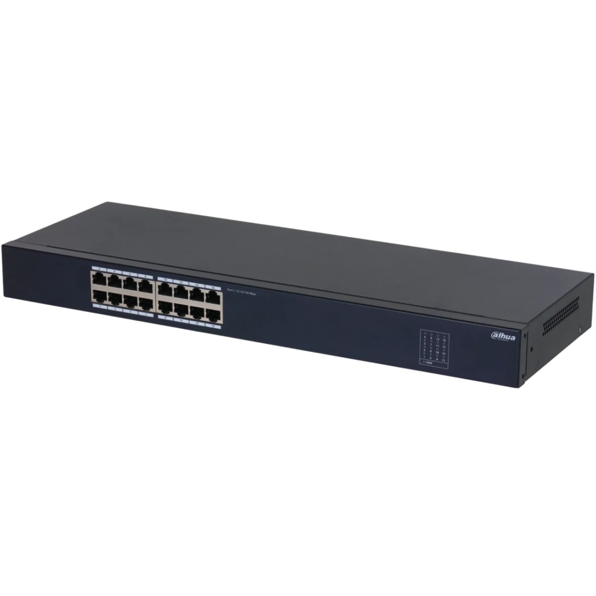 Неуправляемый 16-портовый коммутатор DAHUA DH-SF1016 16xRJ45 100Mb, коммутация 3.2 Гбит/с, MAC-табли
