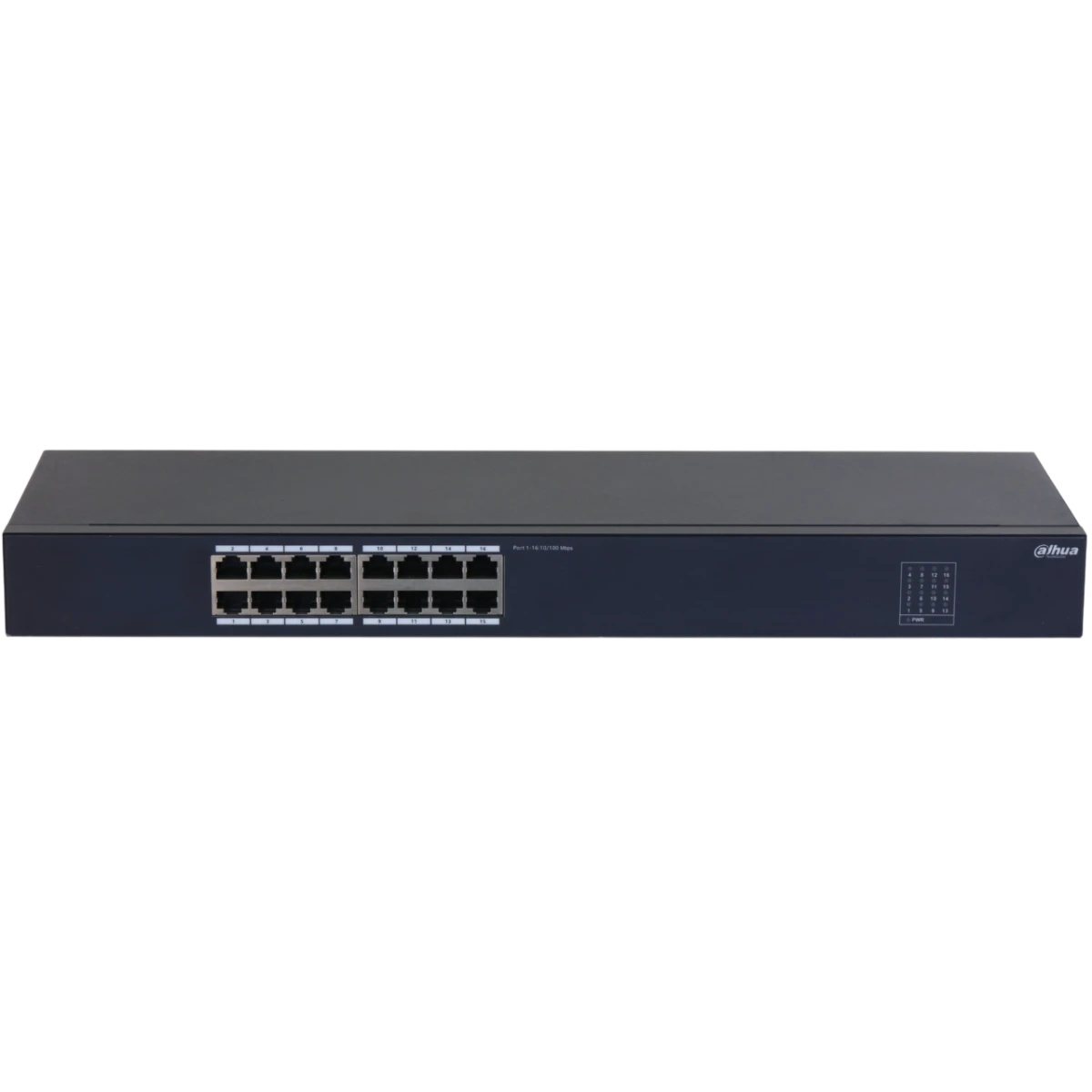 Неуправляемый 16-портовый коммутатор DAHUA DH-SF1016 16xRJ45 100Mb, коммутация 3.2 Гбит/с, MAC-табли