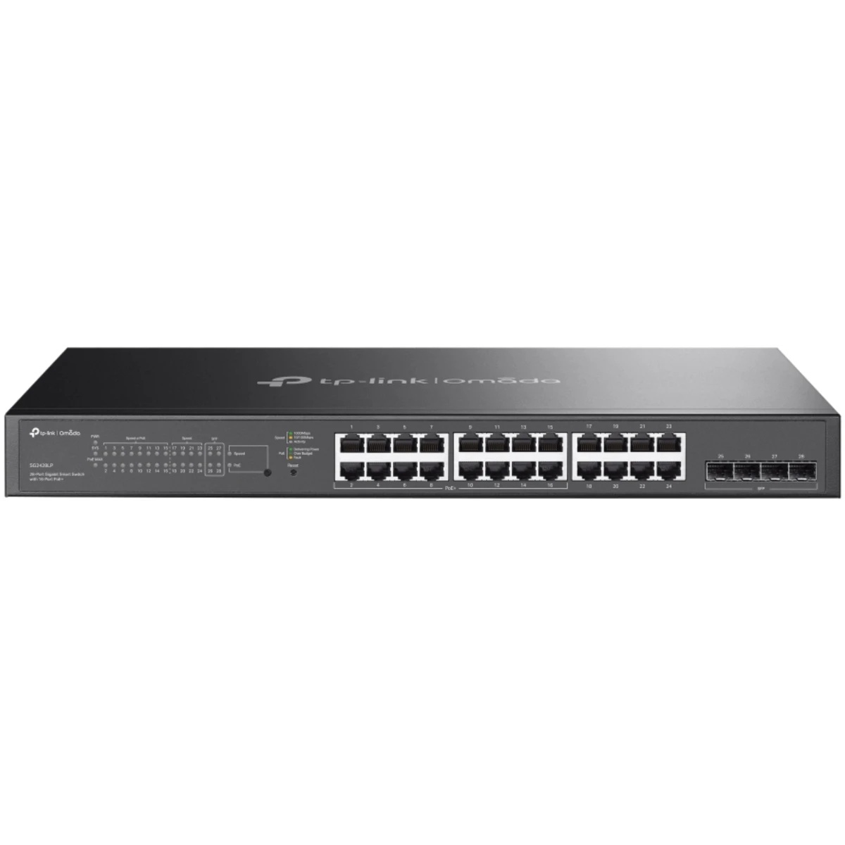 Управляемый 28‑портовый гигабитный коммутатор L2 TP-Link SG2428LP с 24 портами, 16 портов PoE+, 4 ги