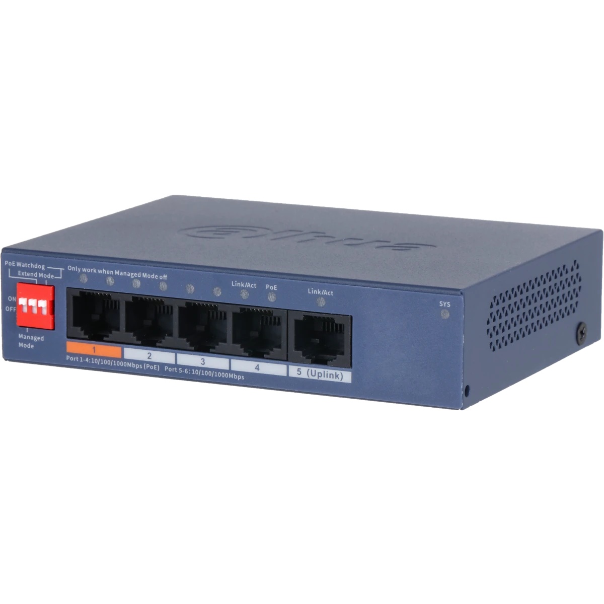 Коммутатор DAHUA DH-CS4005-4GT-60 4-портовый гигабитный PoE с функцией облачного управления, 4 RJ45