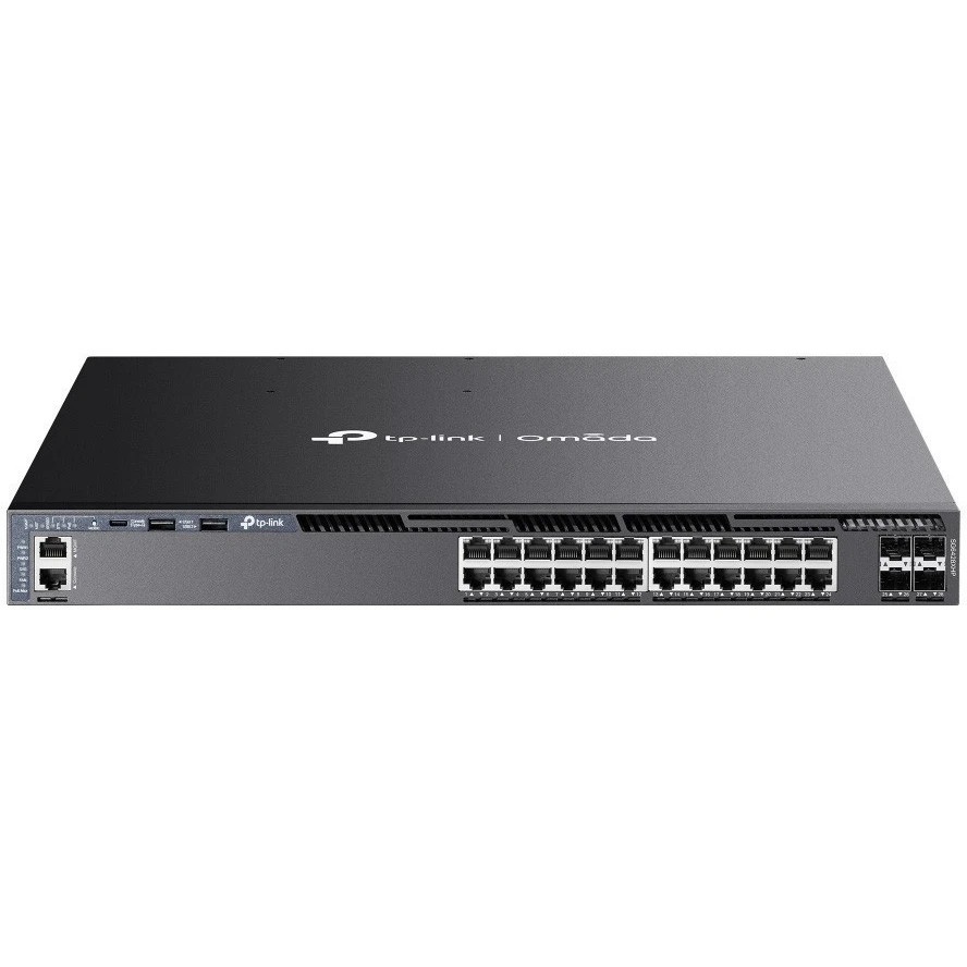 Стекируемый управляемый коммутатор 3го уровня TP-Link SG6428XHP Omada с 24 гигабитными портами PoE+