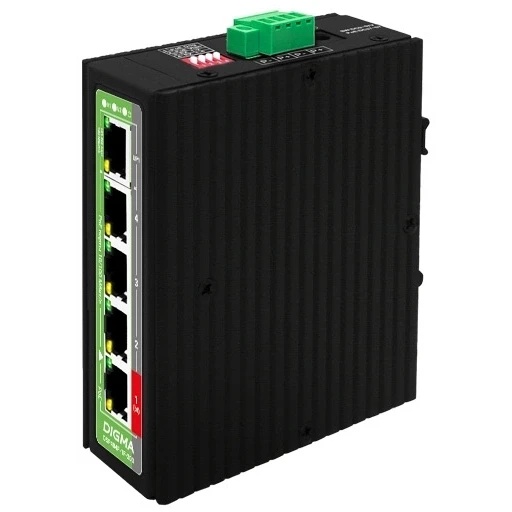 Коммутатор Digma DSP404F-1F-200 (L2) 5x100Мбит/с 4PoE 4PoE+ 1PoE++ 200W неуправляемый