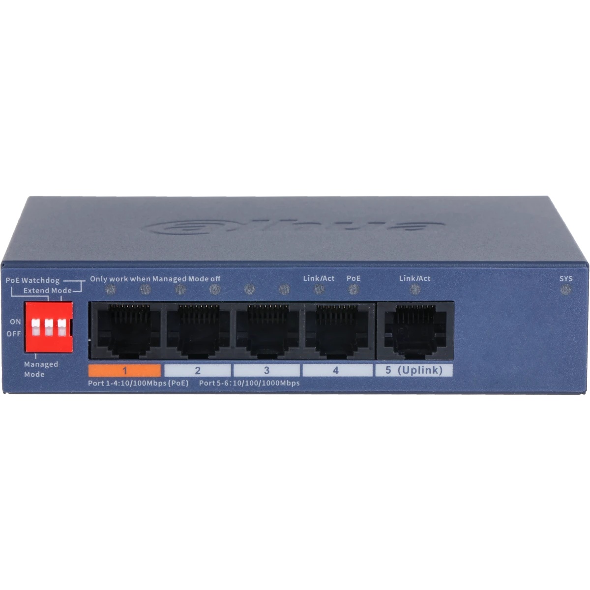 Коммутатор DAHUA DH-CS4005-4ET1GT-60 4-портовый гигабитный PoE с функцией облачного управления, 4xRJ