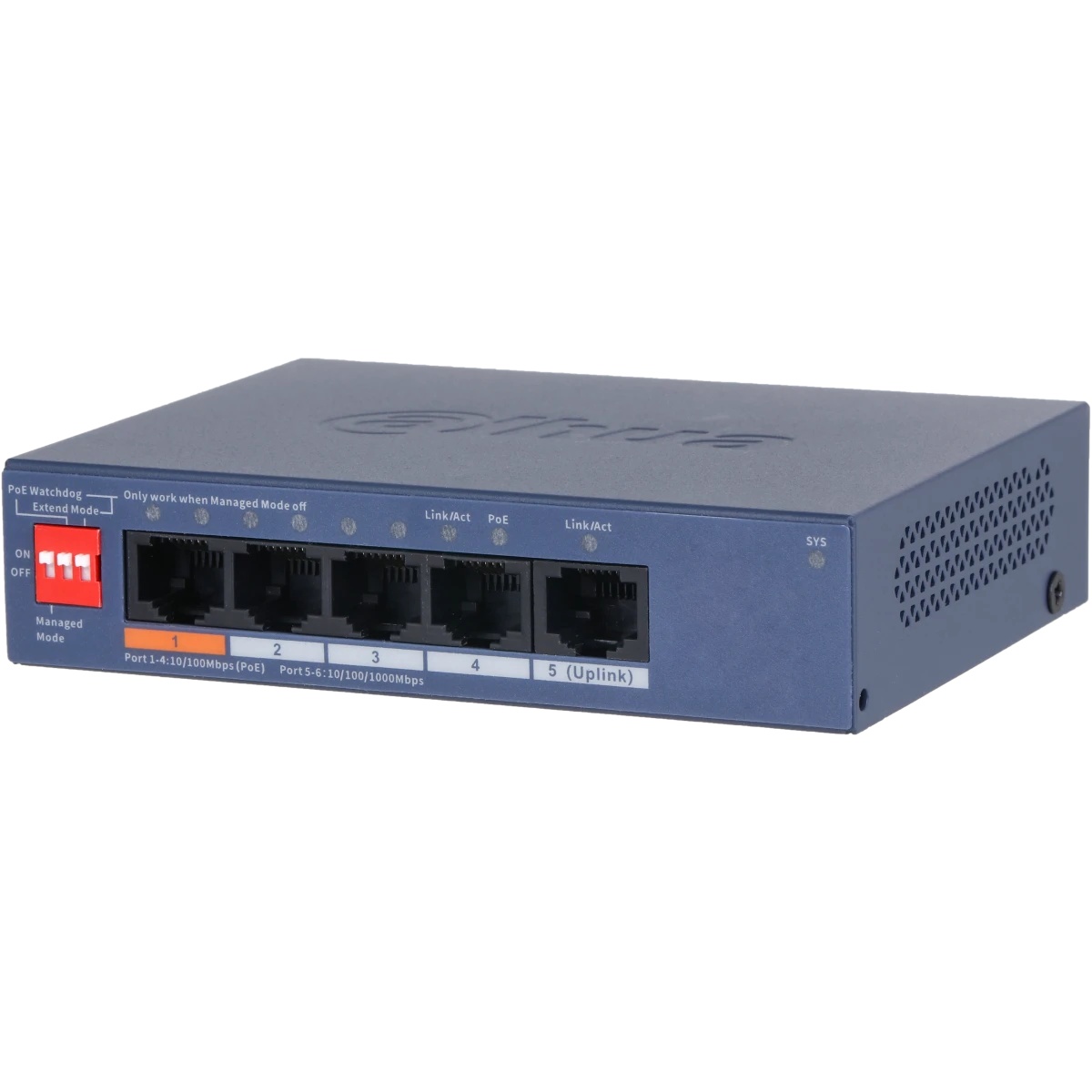 Коммутатор DAHUA DH-CS4005-4ET1GT-60 4-портовый гигабитный PoE с функцией облачного управления, 4xRJ