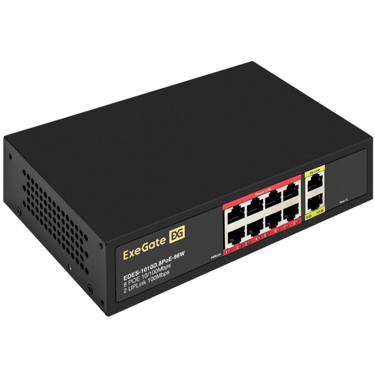Коммутатор неуправляемый ExeGate EDES-1010D.8PoE-96W (10-портовый UTP 10/100 Base-Tx: 8 портов IEEE