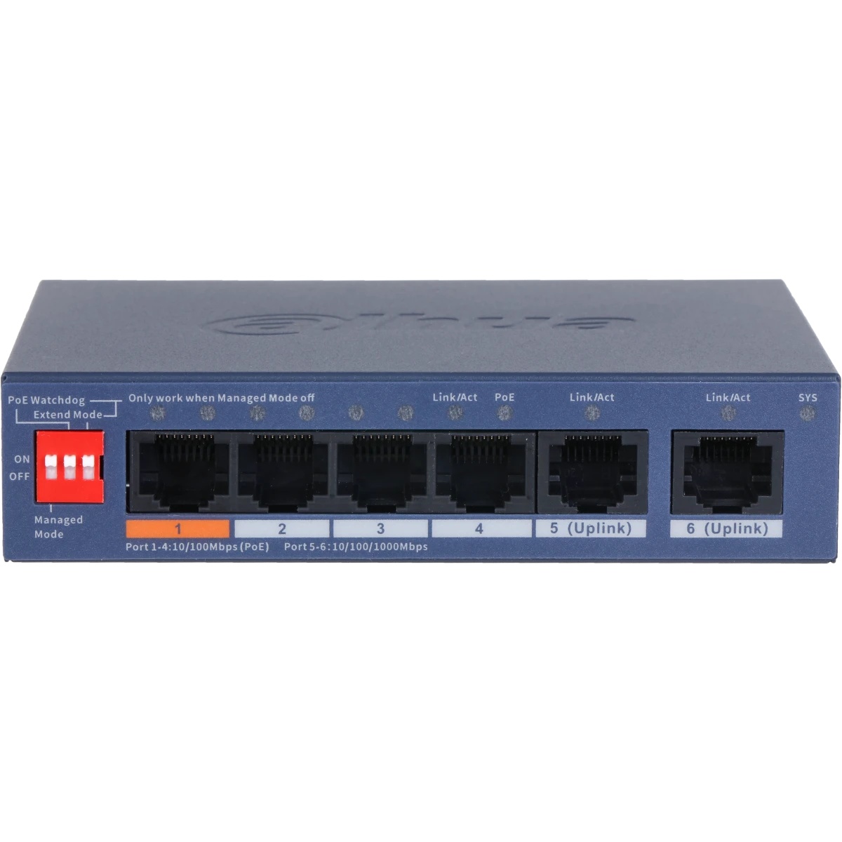 Коммутатор DAHUA DH-CS4006-4ET2GT-60 4-портовый гигабитный PoE с функцией облачного управления, 4xRJ