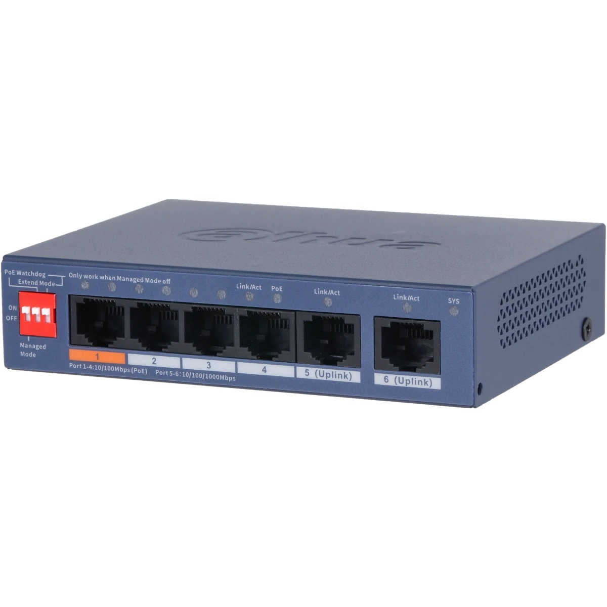 Коммутатор DAHUA DH-CS4006-4ET2GT-60 4-портовый гигабитный PoE с функцией облачного управления, 4xRJ