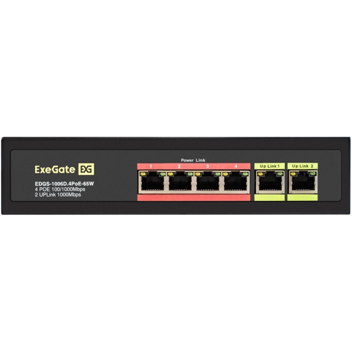 Коммутатор неуправляемый ExeGate EDGS-1006D.4PoE-65W (6-портовый гигабитный UTP 10/100/1000 Base-T: