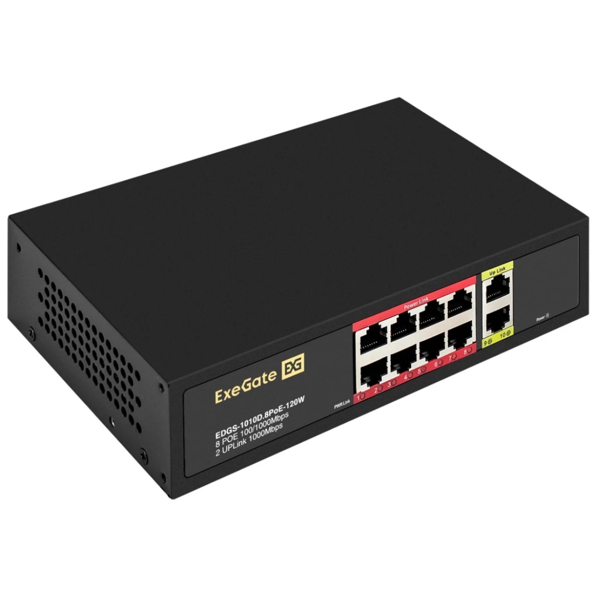 Коммутатор неуправляемый ExeGate EDGS-1010D.8PoE-120W (10-портовый гигабитный UTP 10/100/1000 Base-T