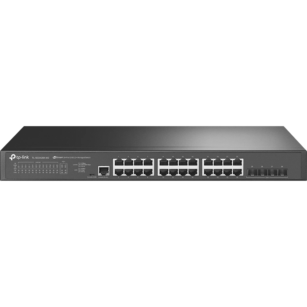 Коммутатор JetStream 24-Port 2.5GBASE-T L2+ Managed Switch with 4 10GE SFP+ SlotsPORT: 24× 2.5G RJ45