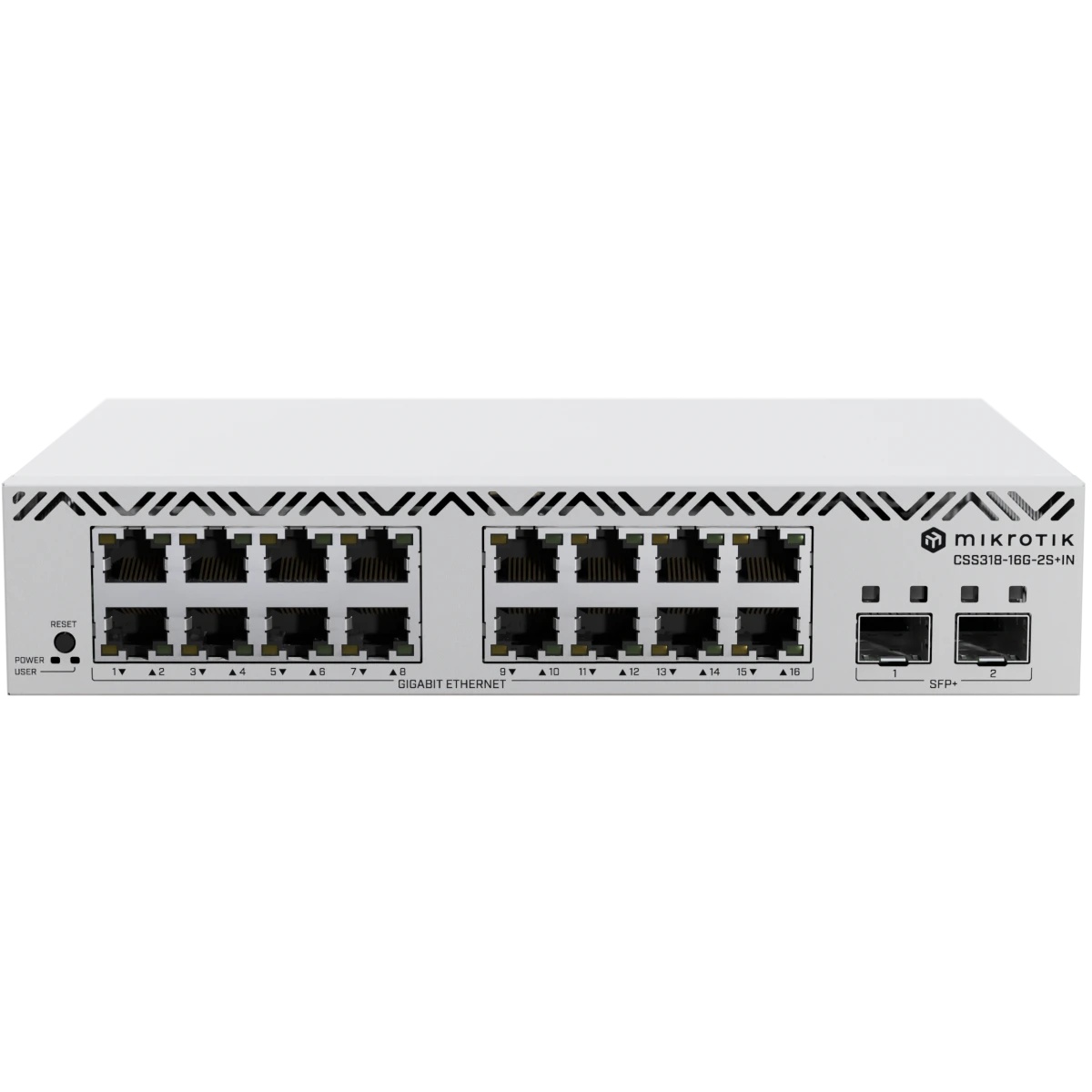 Коммутатор на 16 гигабитных портов и 2 SFP+ Mikrotik CSS318-16G-2S+IN