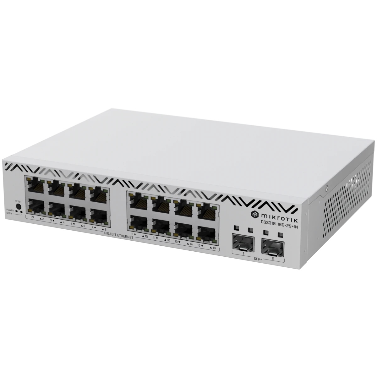 Коммутатор на 16 гигабитных портов и 2 SFP+ Mikrotik CSS318-16G-2S+IN