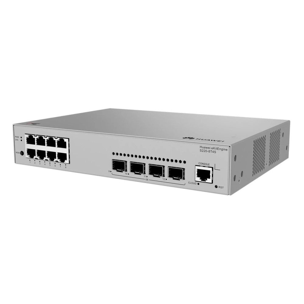 Коммутатор HUAWEI eKit S220-8T4S (L2, 8*10/100/1000BASE-T ports, 4*GE SFP ports, built-in AC power)