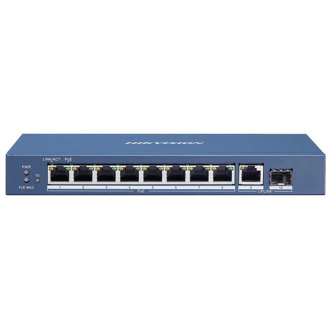 Коммутатор Hikvision DS-3E0510P-E 9G 1SFP 8PoE+ 110W неуправляемый