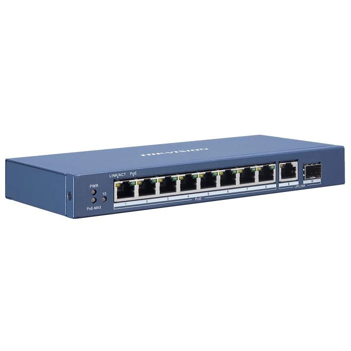 Коммутатор Hikvision DS-3E0510P-E 9G 1SFP 8PoE+ 110W неуправляемый