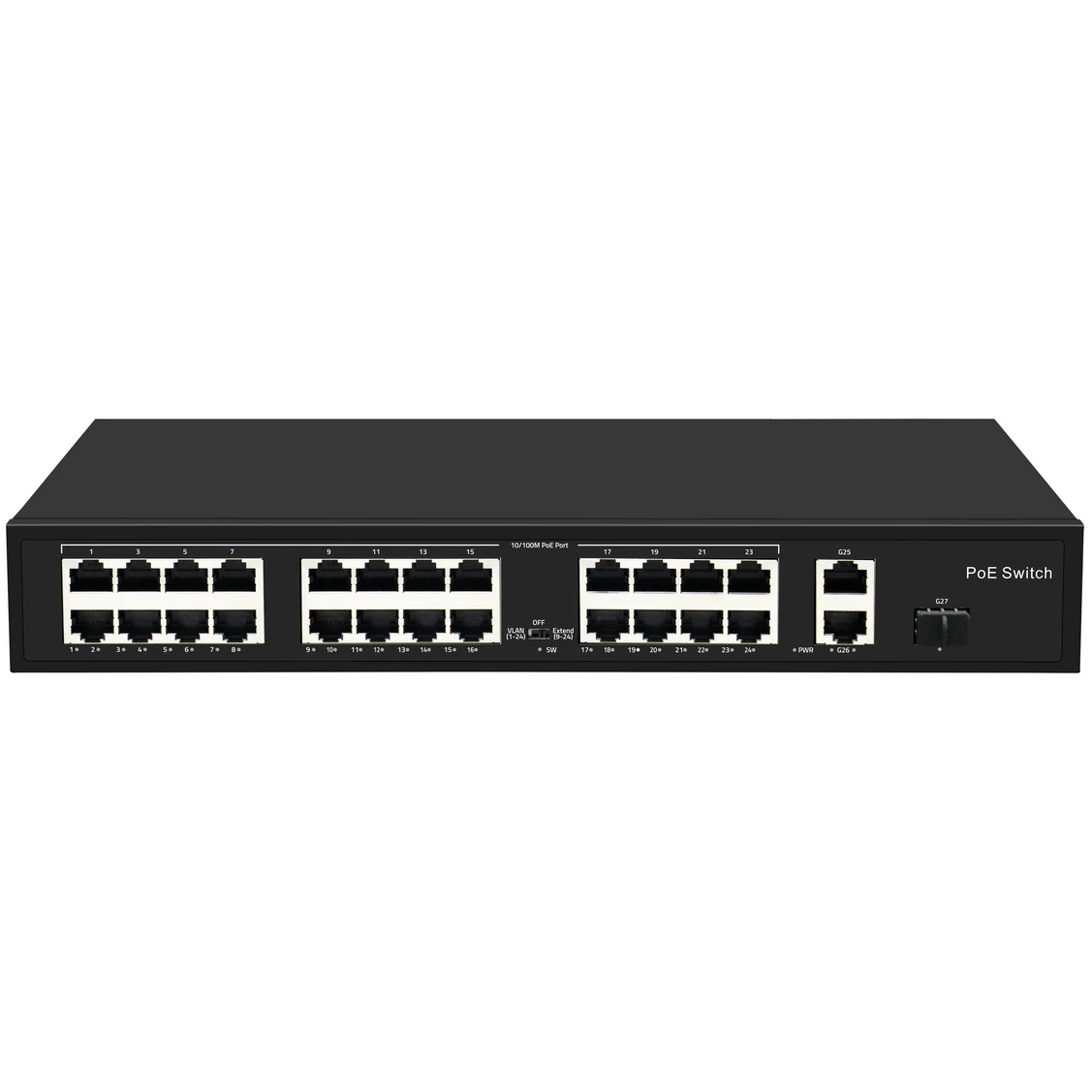 Коммутатор GIGALINK GL-SW-F005-24P - неуправляемый, 24 PoE (802.3af/at) порта 10/100Мбит/с 1-8 порт