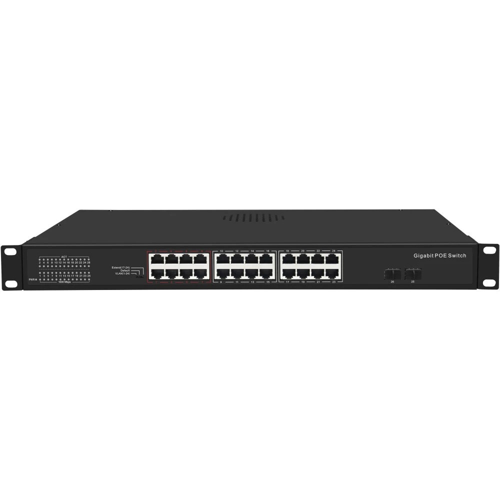Коммутатор GIGALINK GL-SW-G005-24P - неуправляемый, 24PoE (802.3af/at) портов 1000Мбит/с, 17-24 порт