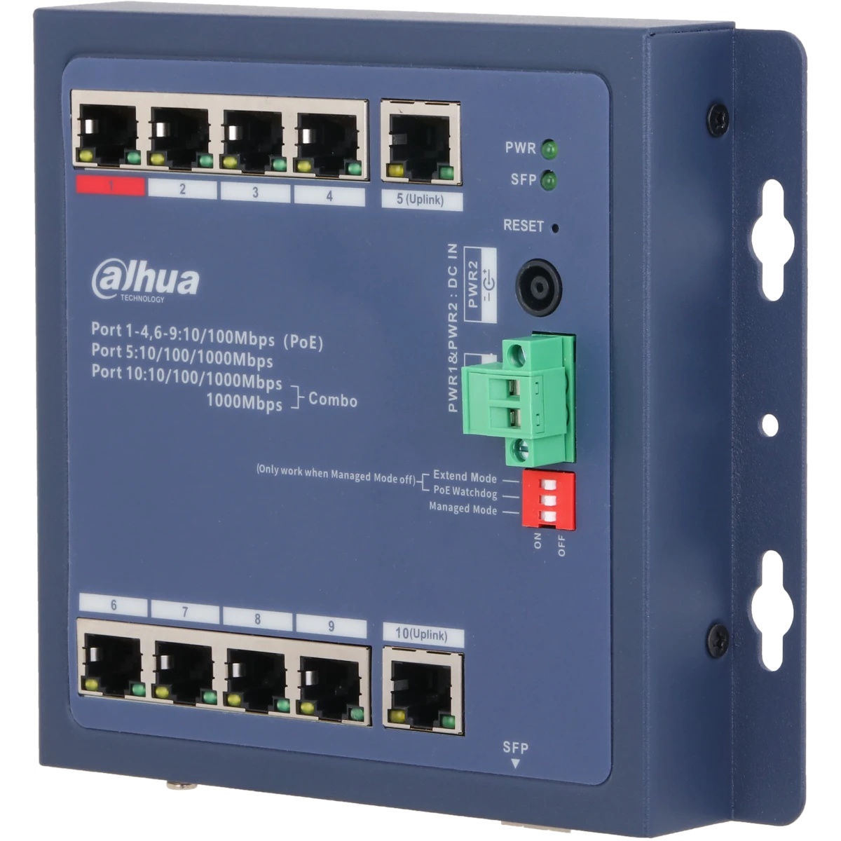 Коммутатор Dahua DH-CHS4110-8ET-90-F 8x100Мбит/с 1x1Гбит/с управляемый