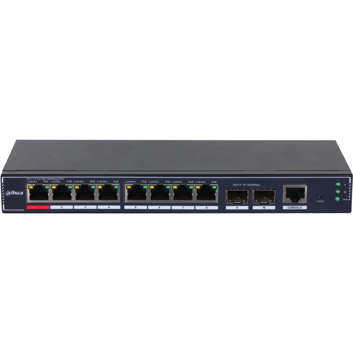Коммутатор Dahua 10-Port  Cloud Managed Desktop Gigabit Switch with 8-Port PoE