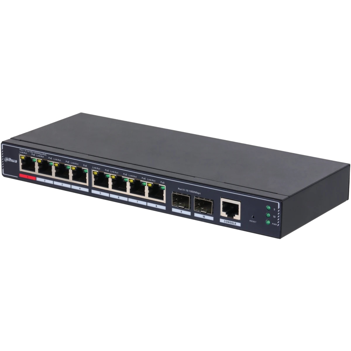 Коммутатор Dahua 10-Port  Cloud Managed Desktop Gigabit Switch with 8-Port PoE