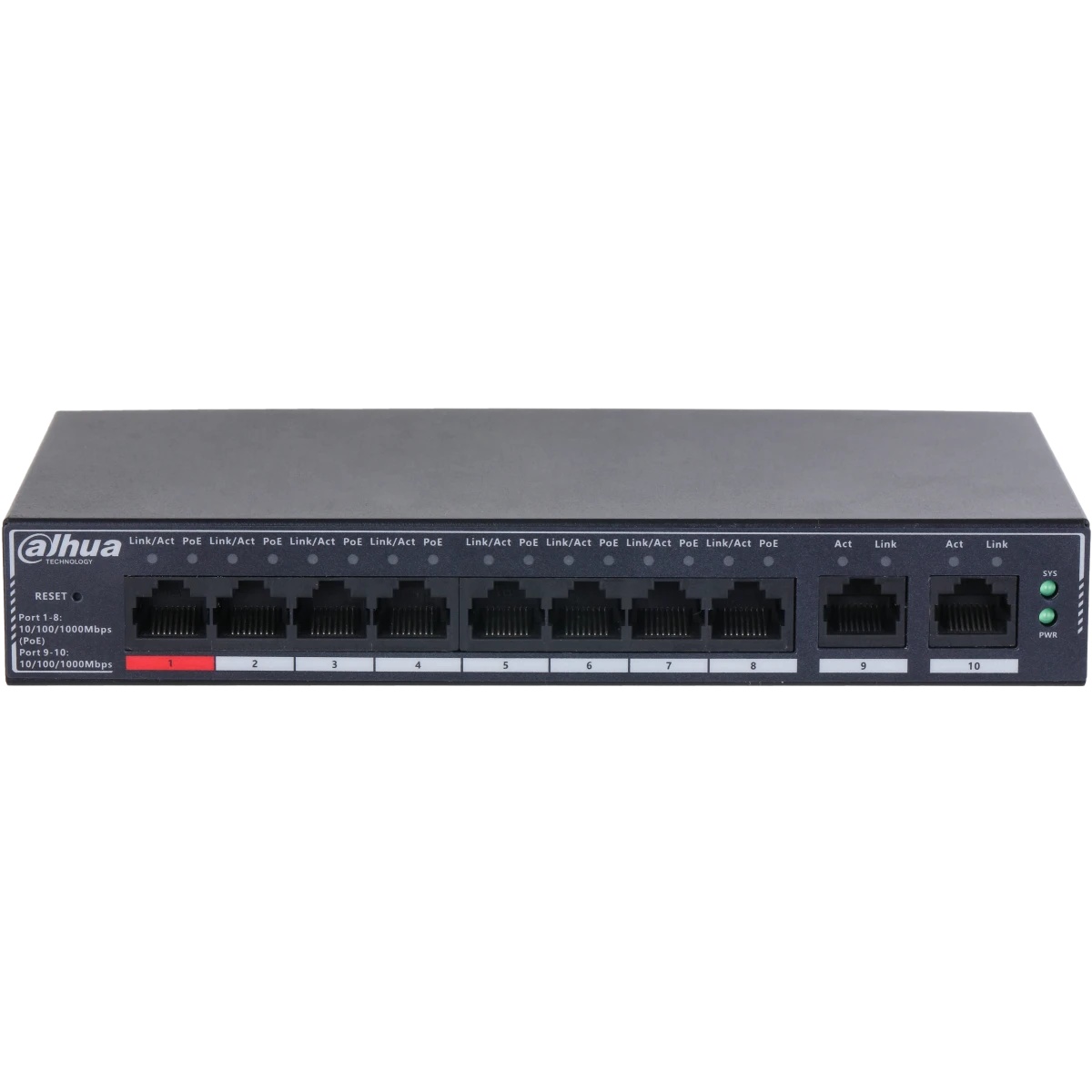 Коммутатор Dahua 10-Port Cloud Managed Gigabit Switch with 8-Port PoE