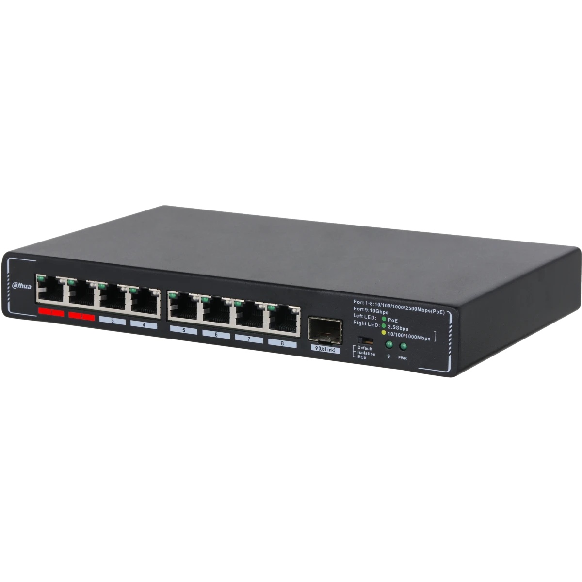 Коммутатор Dahua 9-Port Unmanaged Multi-Gigabit PoE Switch with 8-Port PoE