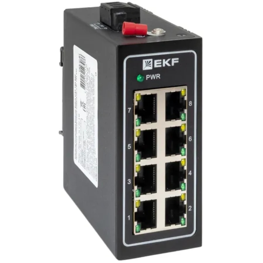 Коммутатор неуправляемый промышленный U-8T 8 портов 10/100Base-T(X) RJ45 монтаж на DIN-рейку TSX EKF
