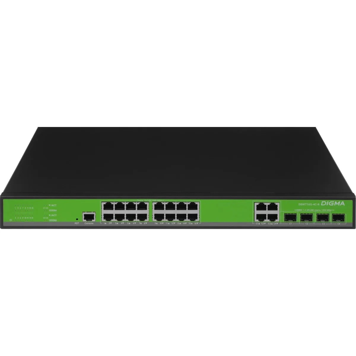 Коммутатор Digma DSW716G-4C-R (L2+) 16x1Гбит/с 4xКомбо(1000BASE-T/SFP) управляемый