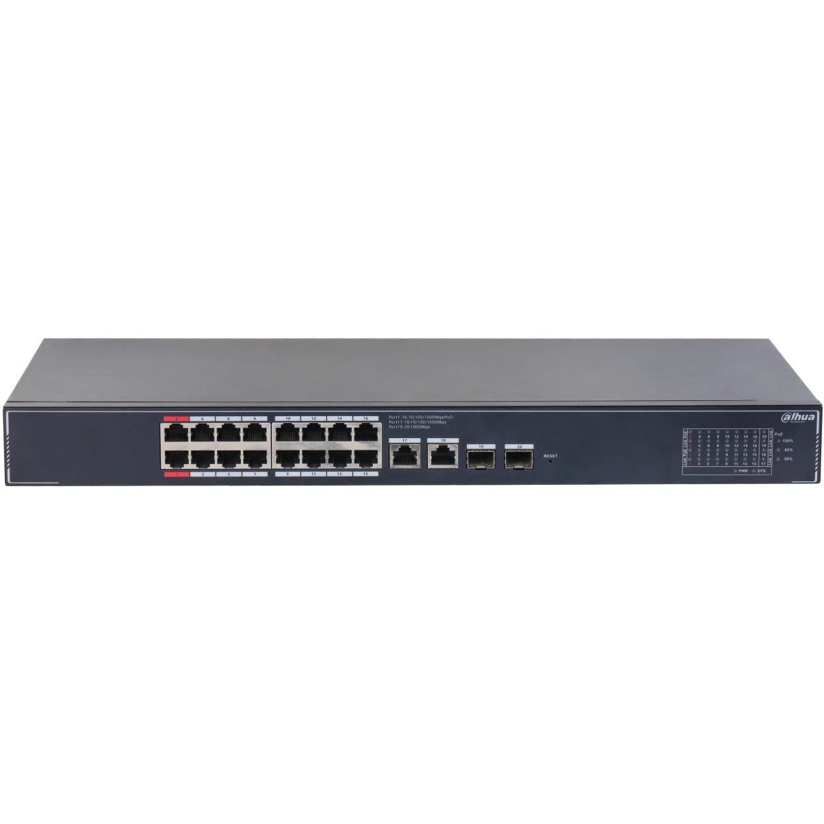 Коммутатор Dahua 20-Port Cloud Managed Gigabit Switch with 16-Port PoE