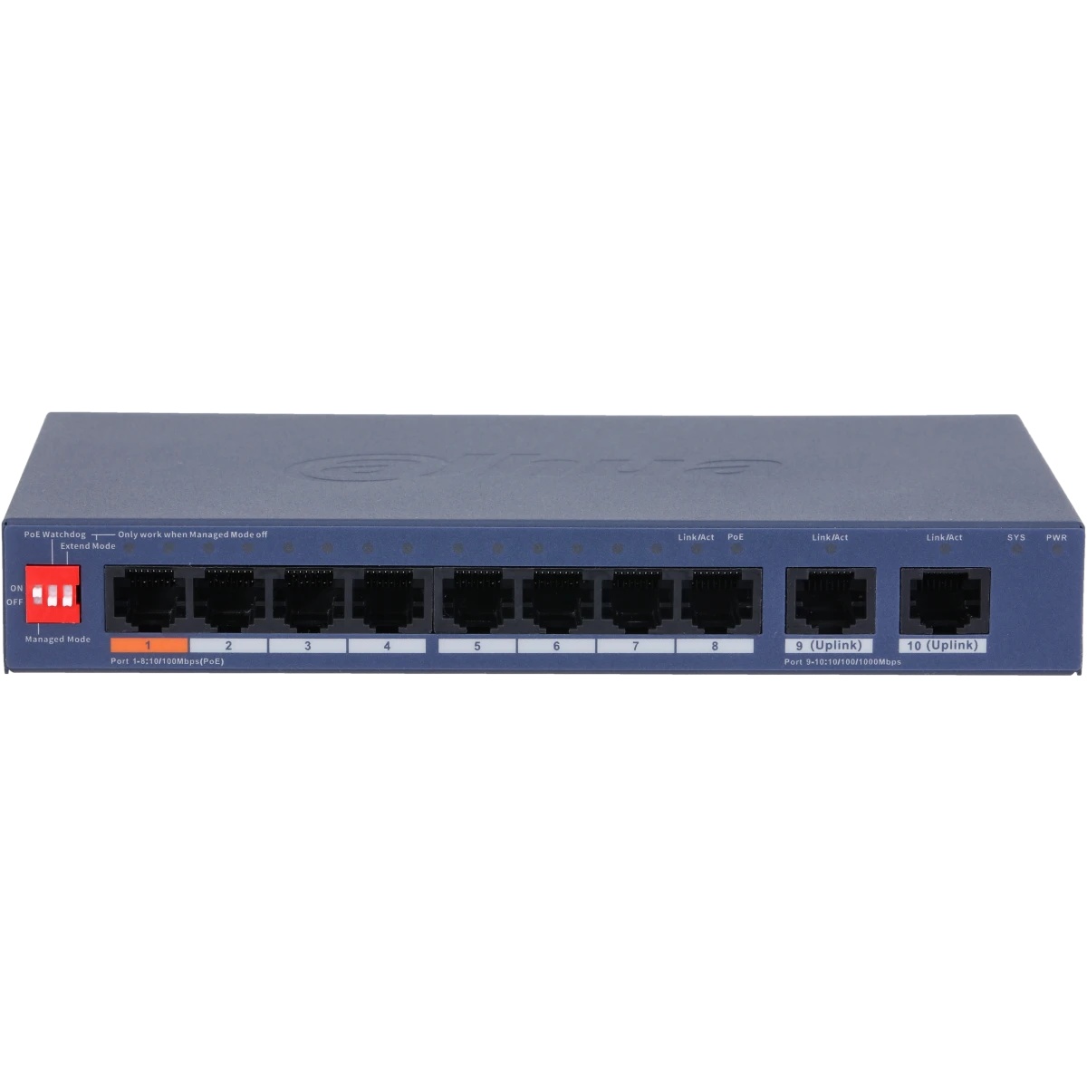 Коммутатор Dahua DH-CS4010-8ET2GT-60 8-портовый PoE с функцией облачного управления, 8xRJ45 100Mb, 2