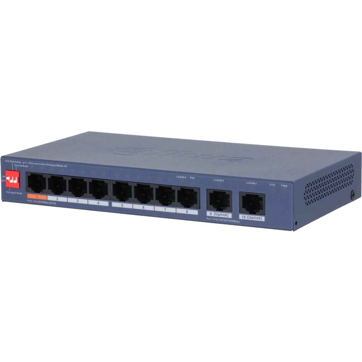 Коммутатор Dahua DH-CS4010-8ET2GT-60 8-портовый PoE с функцией облачного управления, 8xRJ45 100Mb, 2