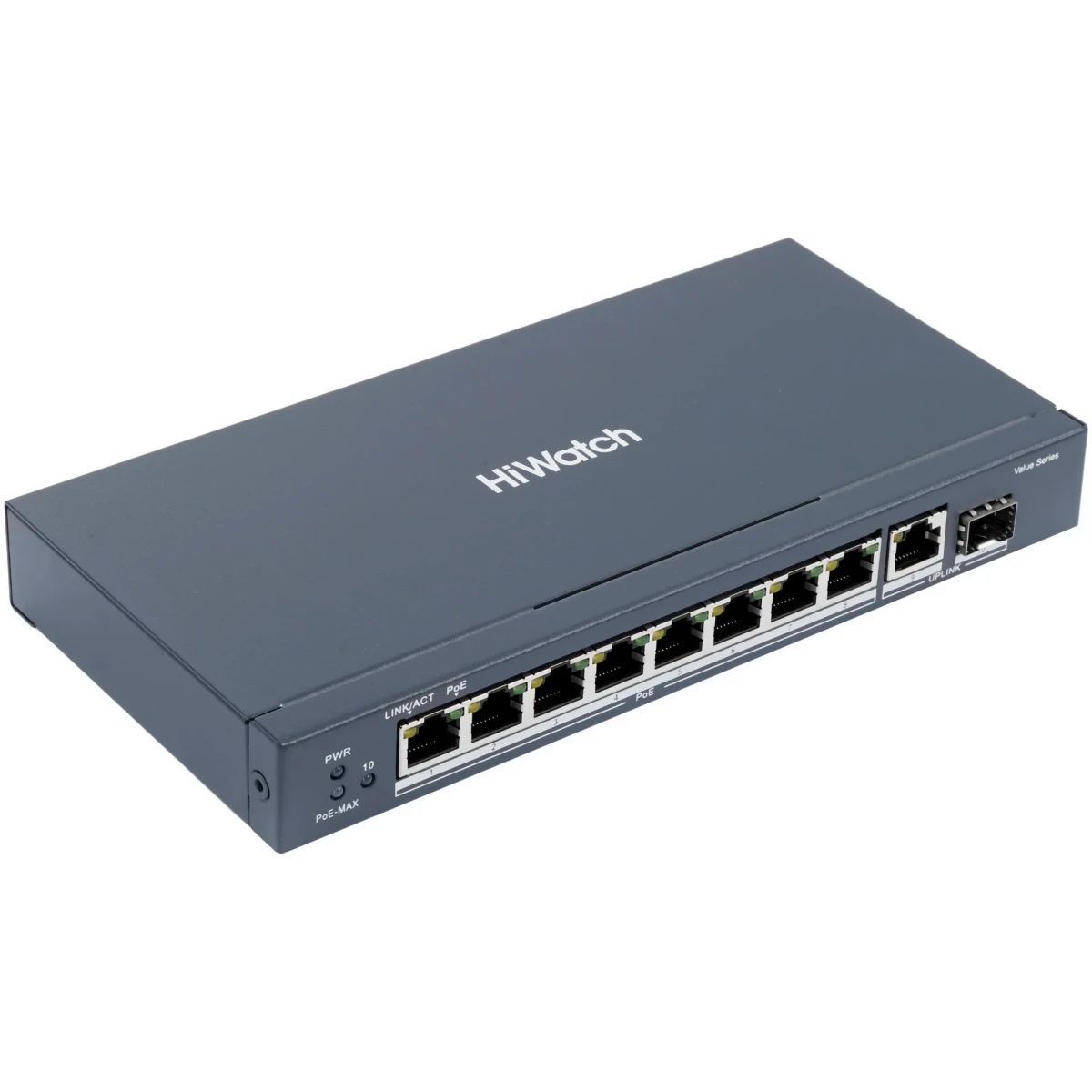 Сетевой неуправляемый коммутатор 8 RJ45 1000M PoE портов 1 Uplink порт 1000М Ethernet; 1 SFP порт 10