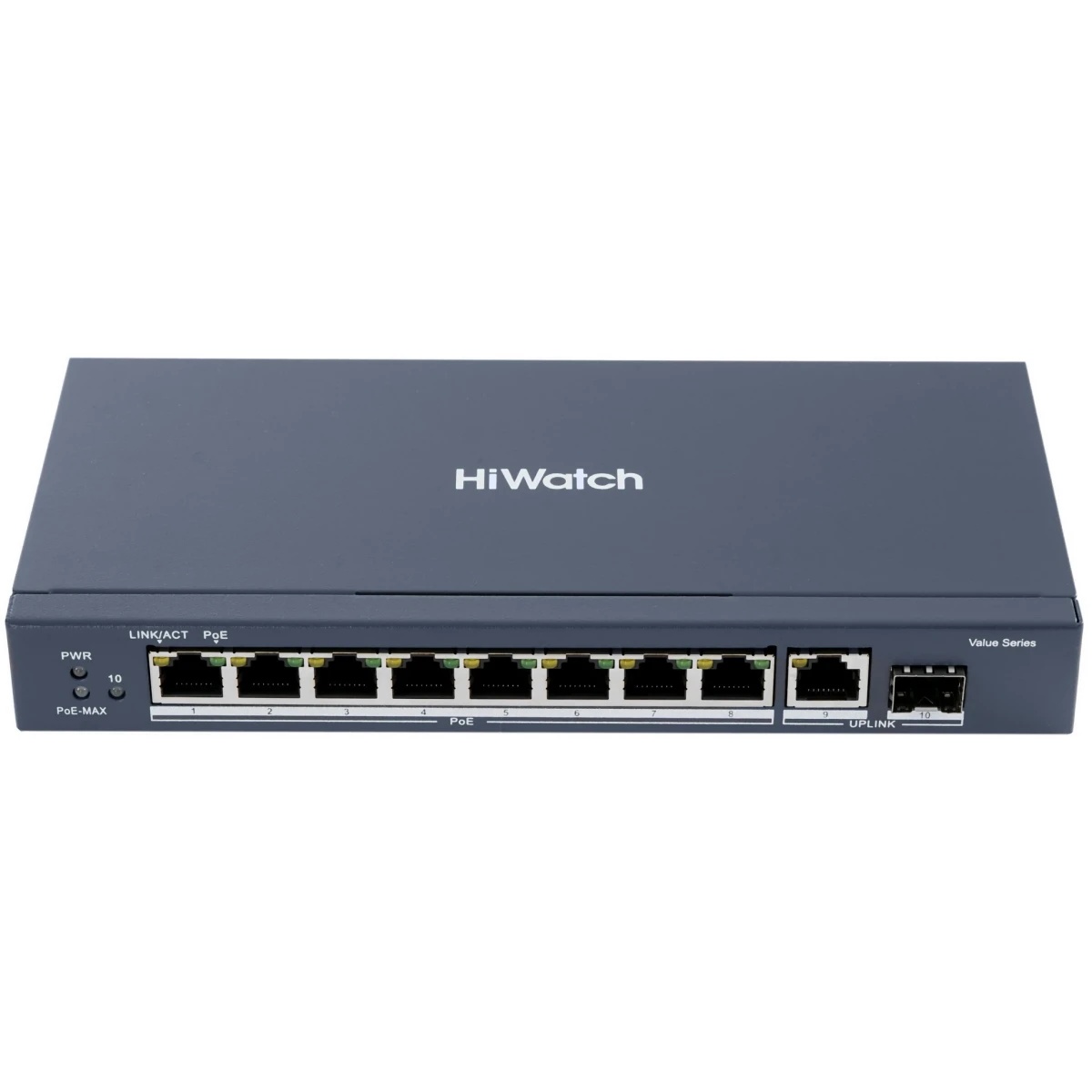 Сетевой неуправляемый коммутатор 8 RJ45 1000M PoE портов 1 Uplink порт 1000М Ethernet; 1 SFP порт 10