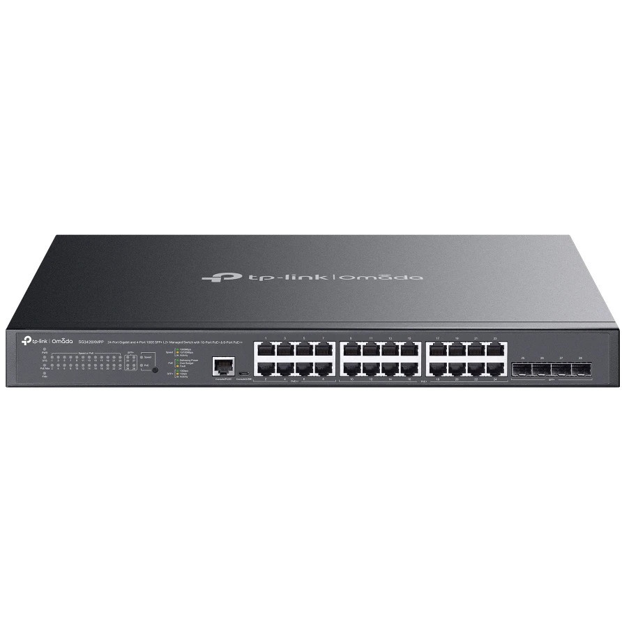 Коммутатор Omada 24-Port Gigabit and 4-Port 10GE SFP+ L2+ Managed Switch with 16-Port PoE+ & 8-Port