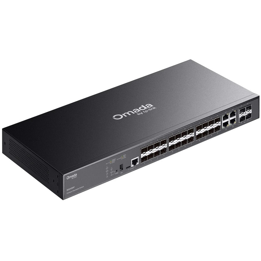 Коммутатор TP-Link SG5428XF, Omada Campus 24-Port SFP Stackable Lite L3 Managed Switch with 4 10G Sl
