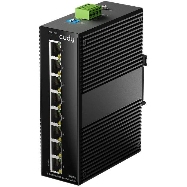 Промышленный коммутатор 8-Port Aluminum Industrial Switch, 1000Mbps 8-Port RJ45, Din-rail design, Po