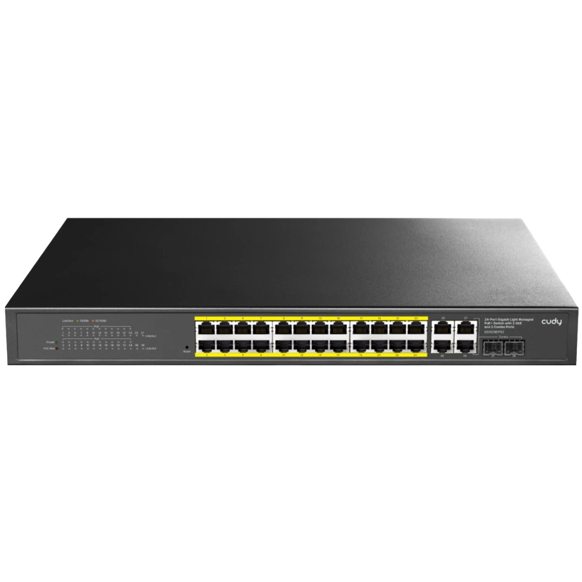 Коммутатор 24-Port 10/100/1000M PoE+ Switch 300W, 24-Port 10/100/1000M PoE+ ports(802.3at/af)+ 2 Upl