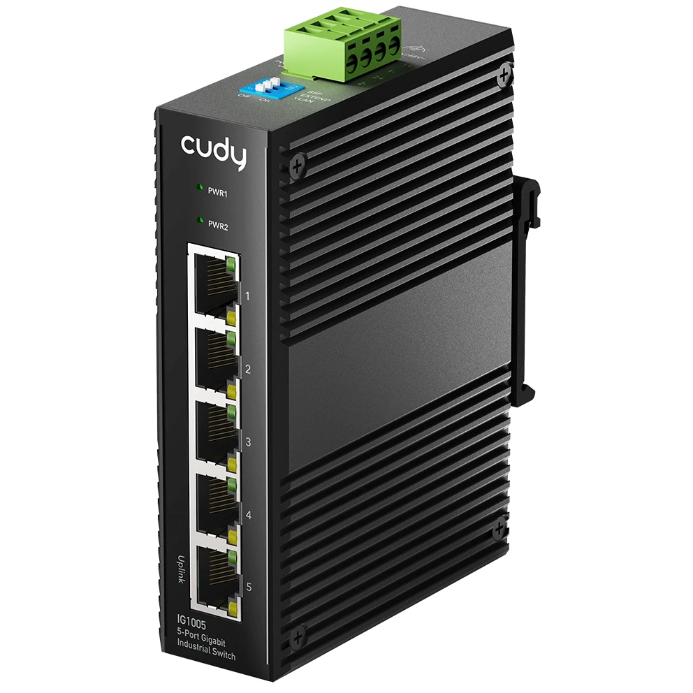 Промышленный коммутатор 5-Port Aluminum Industrial Switch, 1000Mbps 5-Port RJ45, Din-rail design, Po